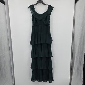 Lulu's Dark Green Ruffled Maxi Dress Size L
